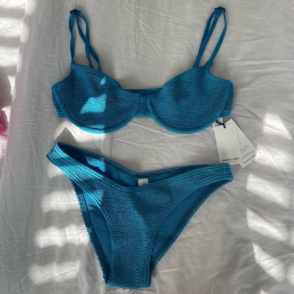 bond-eye set - Gracie balconette and sign brief blue authentic crinkle set